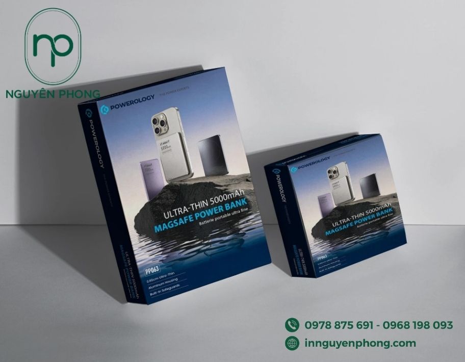 Mẫu hộp giấy đựng sạc dự phòng thiết kế riêng 